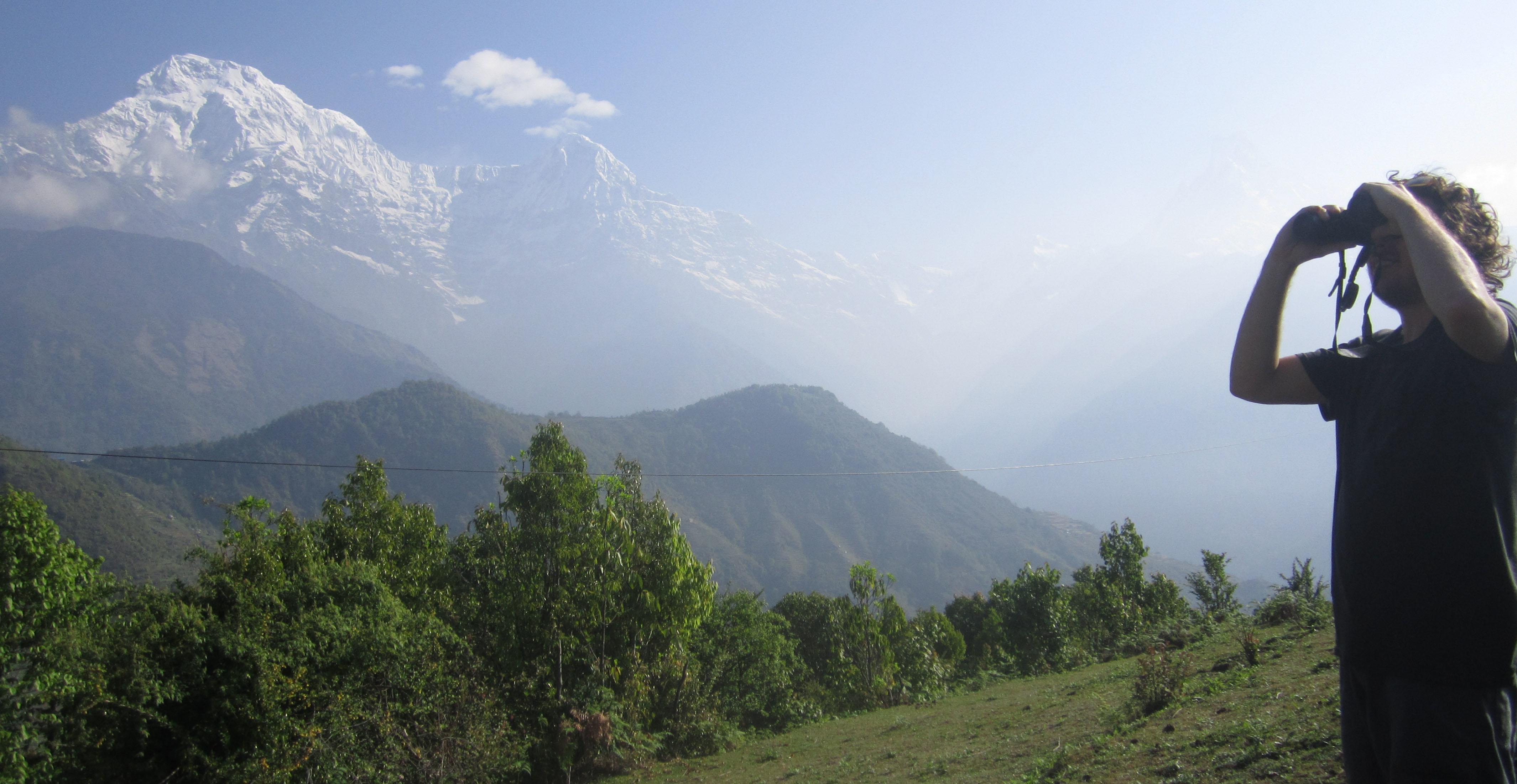 Volunteer in Nepal doing conservation work Conservation volunteer in Nepal in the field